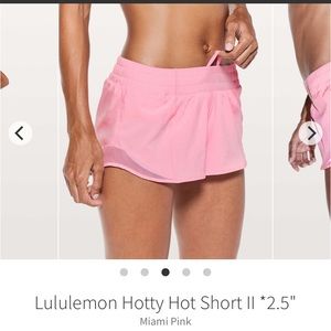 Lululemon Hotty hot shorts 2.5” Miami pink
